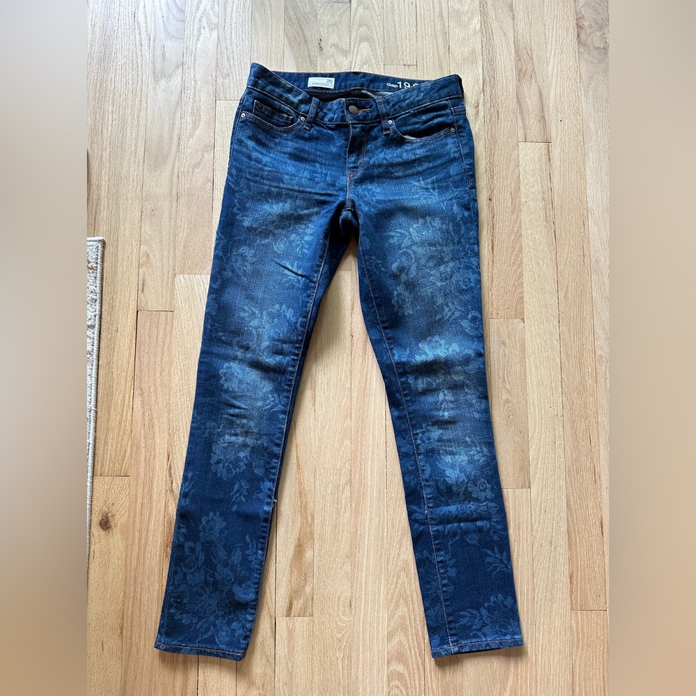 GAP Blue Skinny Jeans with Stretch and Distressed Details